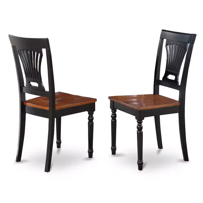 HomeStock 7-Piece Square Black and Cherry Finish Solid Wood Top Dining Table with 6 Slat Back Dining Chairs, Seats 6