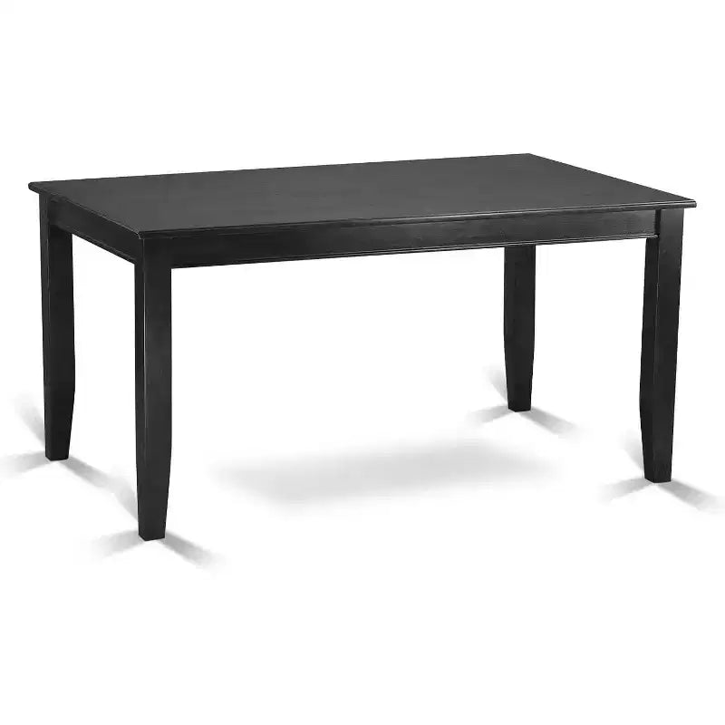 HomeStock 7-Pc Rectangle Black Finish Solid Wood Top Dining Table with 6 Chairs with Slat Back