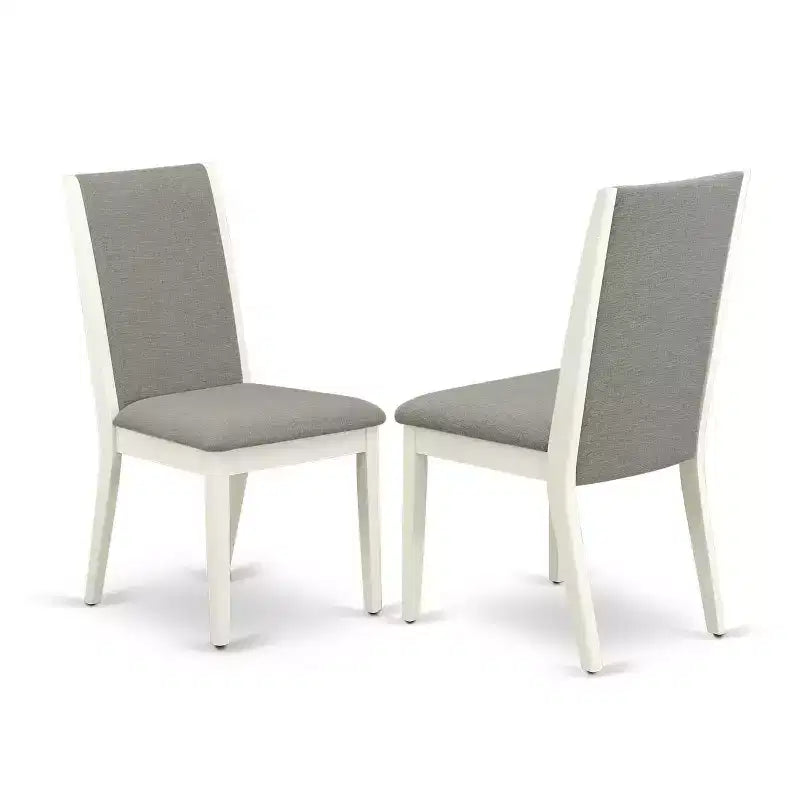 5-Piece Linen White Finish Solid Wood Top - Rectangular Dining Room Set - Seats 4