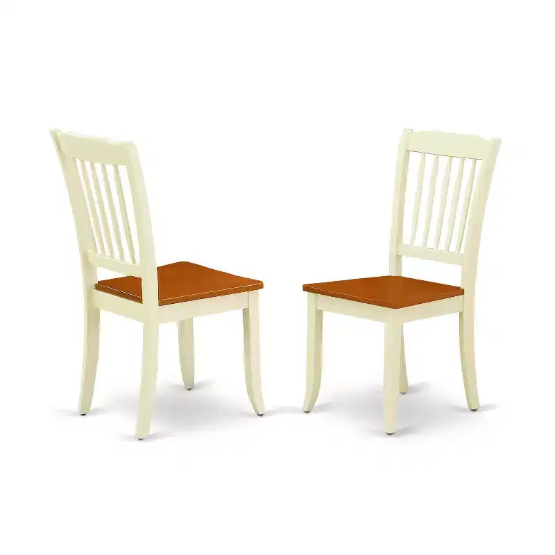 HomeStock 5-Piece Oval Buttermilk & Cherry Finish Solid Wood Top Dining table with 4 Chairs with Slat Back