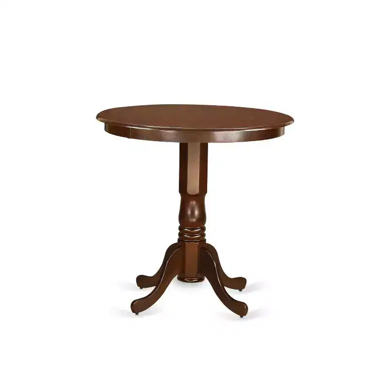 HomeStock 5-Piece Round Mahogany Finish Solid Wood Top Dining table with 4 Chairs
