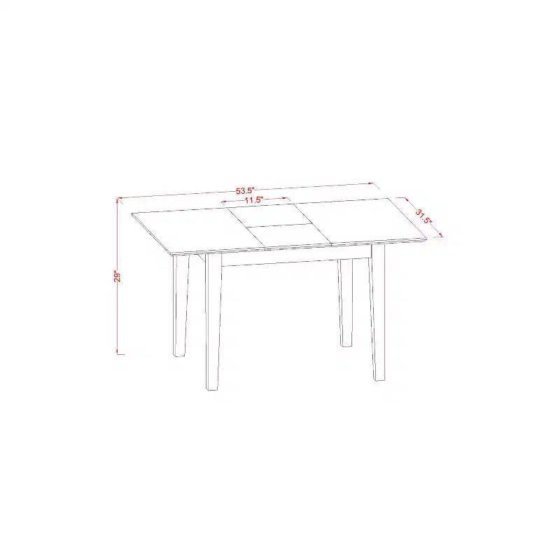 City Chic Dining Set - 3 Piece Table & Chair Set - Rectangle Table with Leaf - Mahogany Finish