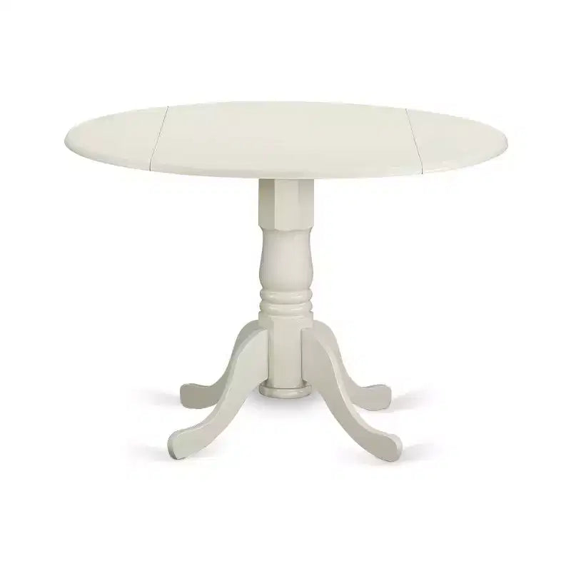 HomeStock 3-Piece Round Buttermilk and Cherry Finish Solid Wood Top Dining Table with 2-Parson Chairs with Drop Leaf