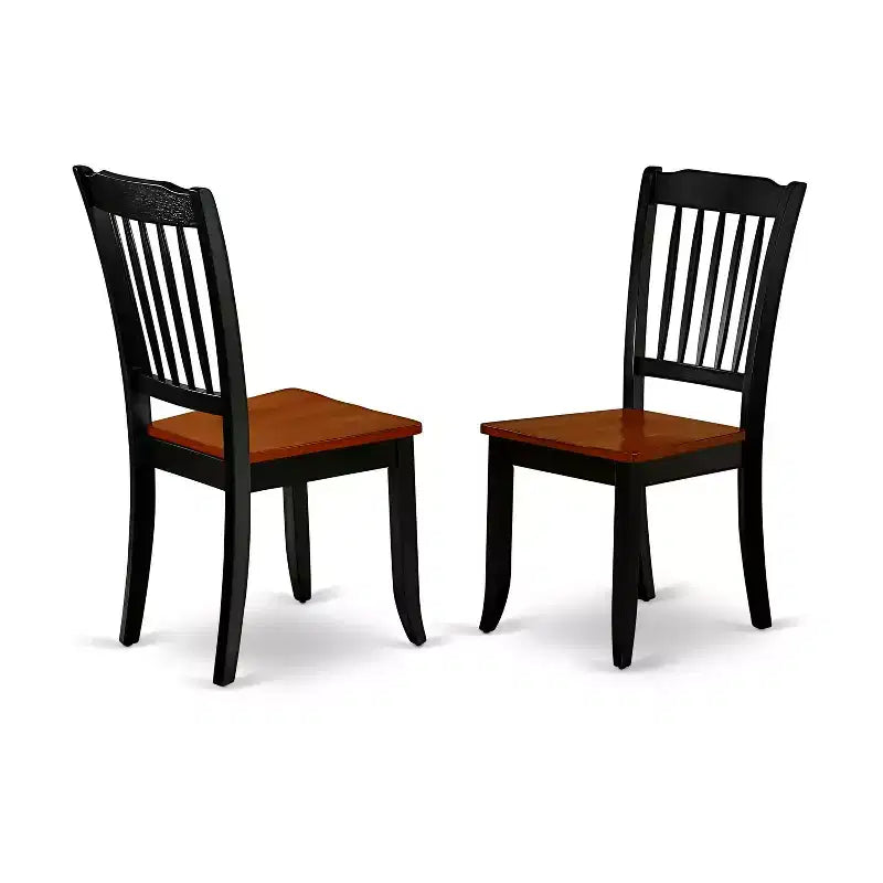 HomeStock 7-Piece Oval Black and Cherry Finish Solid Wood Top Dining Table with 6 Chairs with Slat Back