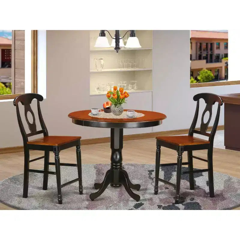 Asian Allure Dining Table Set - Kitchen Table & Bar Stool Set