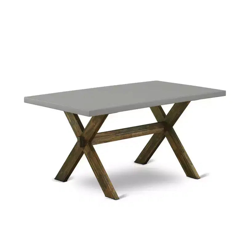 HomeStock 5-Piece Distressed Jacobean Finish Solid Wood Top Dining Table with 4 Parson Chair