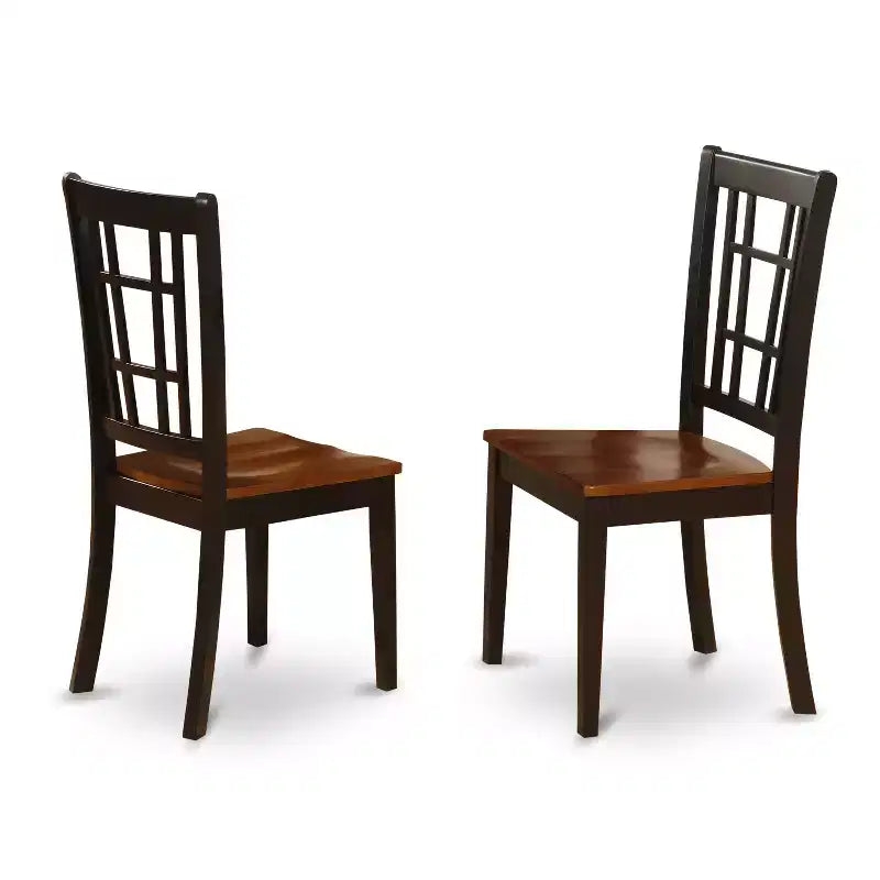 Kitchen Table Set for 4 - 42x42 Drop Leaf Dining Table & Chairs, Asian Hardwood, Black Finish