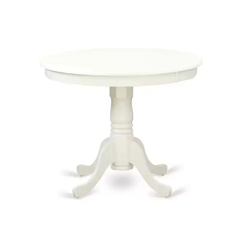Round Dining Set 5pc - 36 Table & 4 Chairs - Pink Flamingo Linen White - Modern Kitchen Set