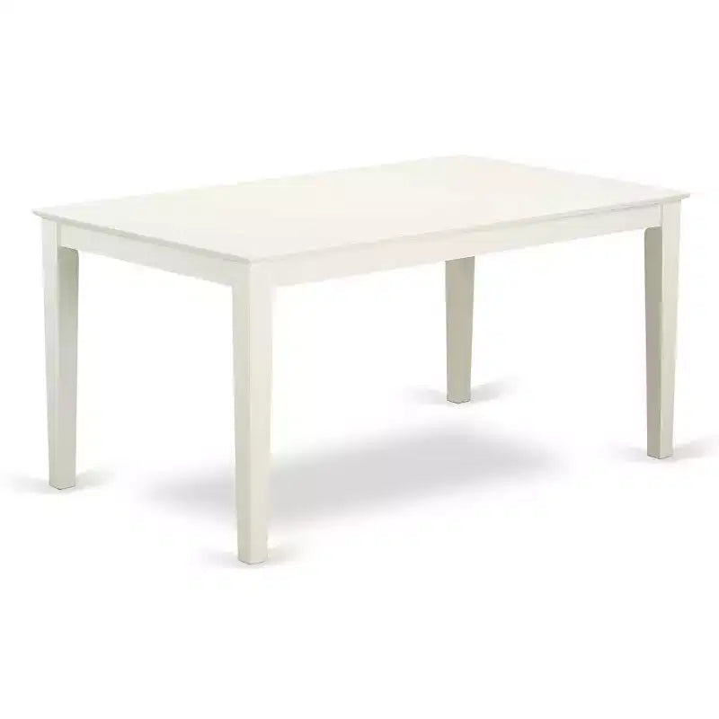 HomeStock 5-Piece Rectangle Linen White Finish Solid Wood Top Dining Table with 4 Parson Chair