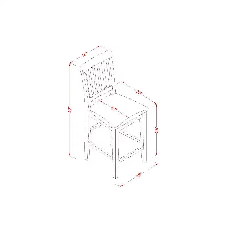HomeStock 5-Pc Buttermilk and Cherry Solid Wood Top - Dining Room Set - Seats 4