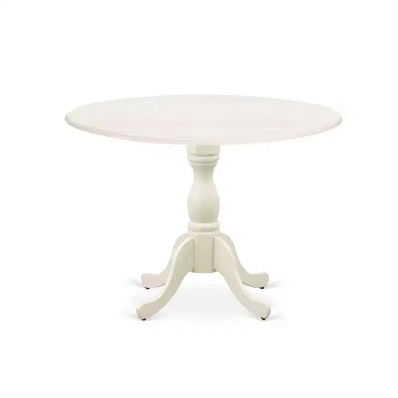 HomeStock 5-Piece Linen White Finish Solid Wood Top Dining table with 4 Chairs with Drop Leaf Slat Back