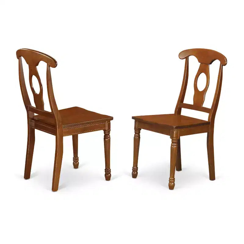 5-Piece Saddle Brown Finish Solid Wood Top - Dining Room Set - Seats 4