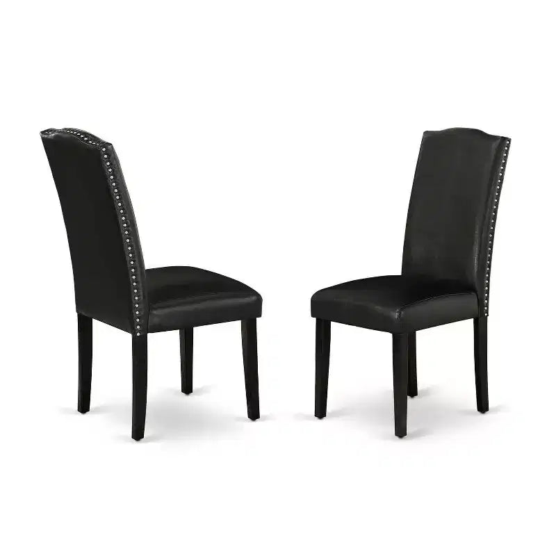 HomeStock 3-Piece Round Black Finish Solid Wood Top Dining Table with 2 Parson Chairs with Drop Leaf