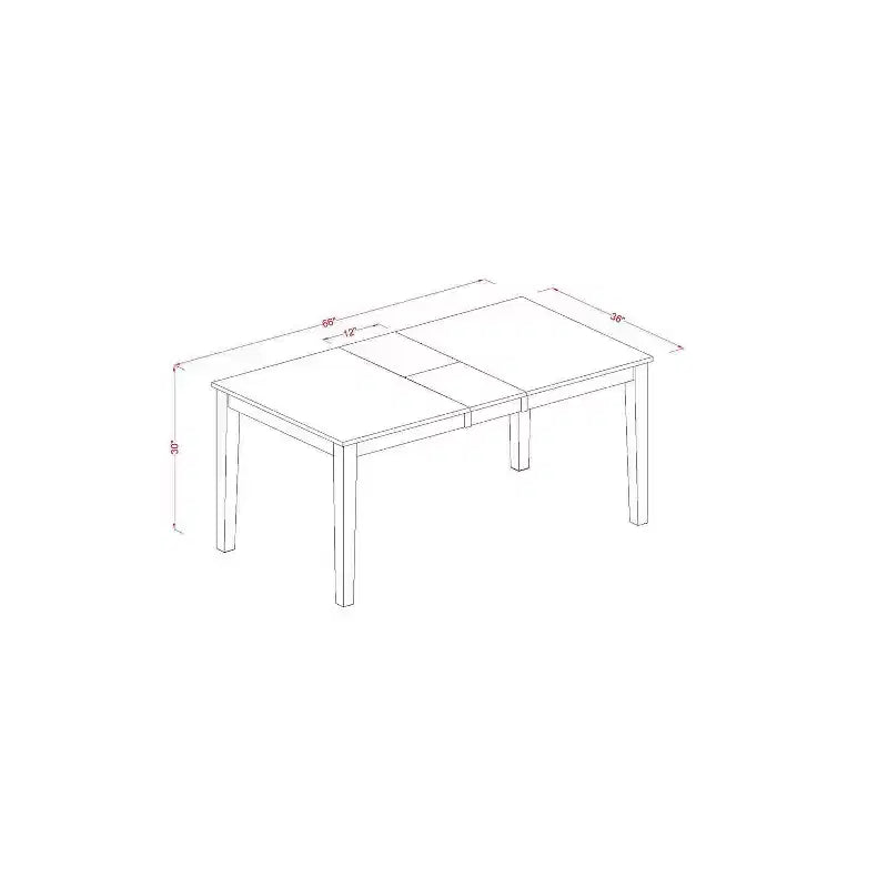 Rectangular Dining Table Set 54x66 Inch with Leaf & 4 Double X Back Chairs - HomeStock