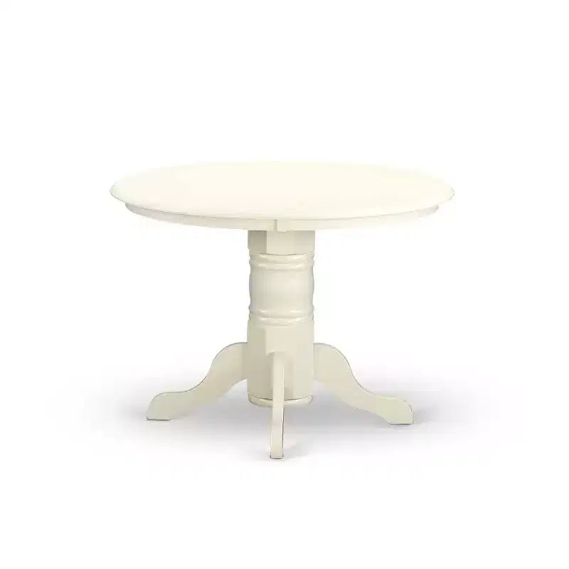 HomeStock 5-Piece Round Buttermilk and Cherry Finish Solid Wood Top Dining table with 4-Chairs with Cross Back