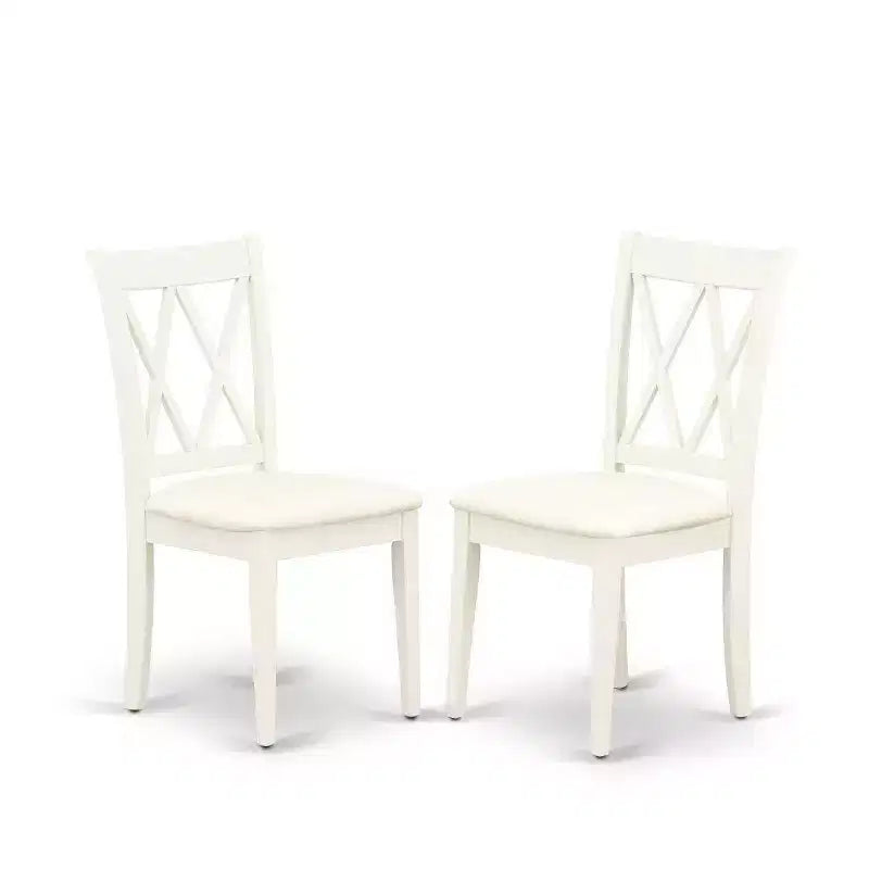 HomeStock 5-Piece Round Buttermilk and Cherry Finish Solid Wood Top Dining table with 4-Chairs with Cross Back