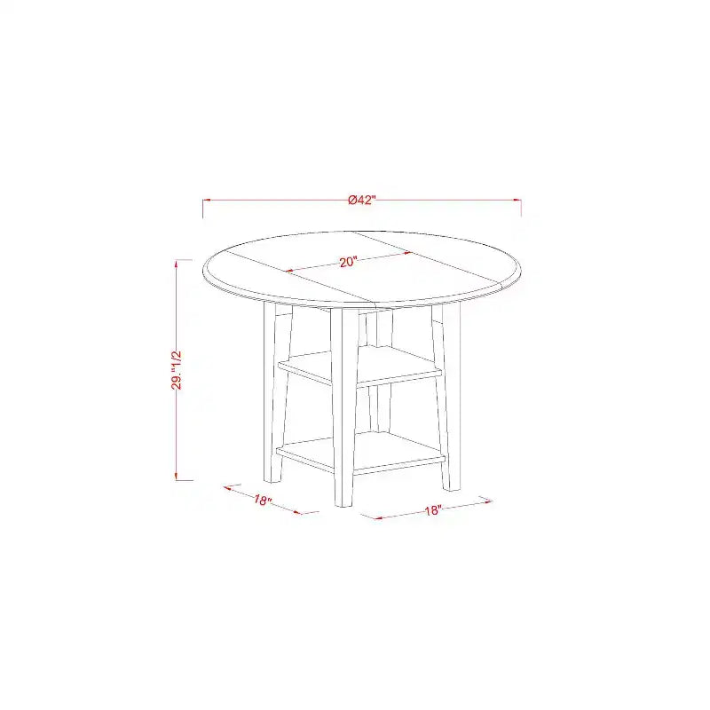 HomeStock 5-Pc Linen White Finish Solid Wood Top - Round Dining Room Set - Seats-4