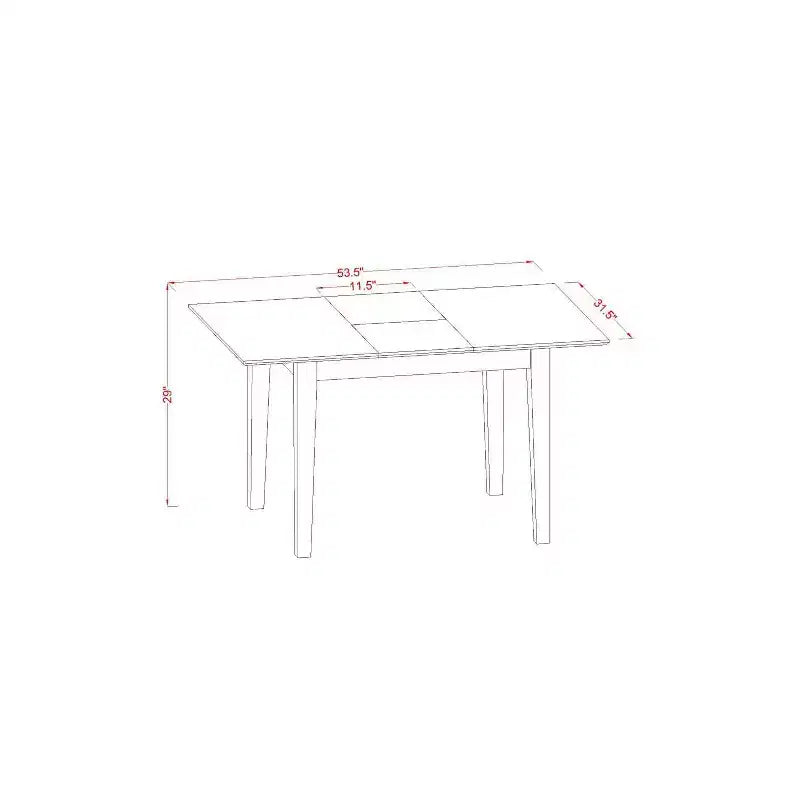 HomeStock 5-Pc Linen White Finish Solid Wood Top - Rectangular Upholstered Dining Room Set with Butterfly Leaf - Seats 4