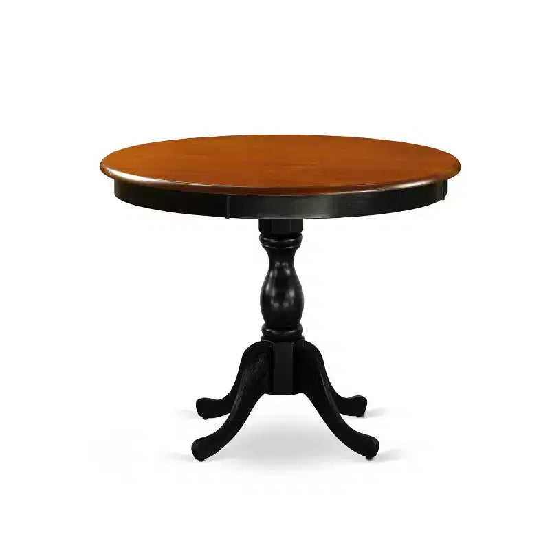 3-Piece Black and Cherry Finish Solid Wood Top - Button Tufted Upholstered Dining Room Set - Seats-4