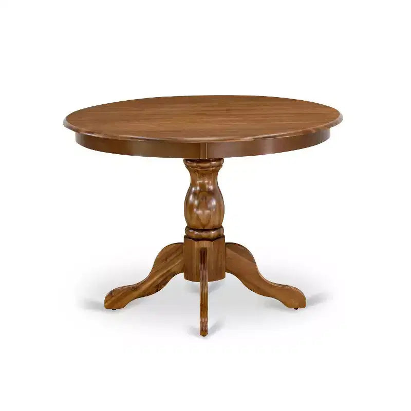 3-Piece Antique Walnut Finish Solid Wood Top-Round Dining Room Set-Seats 4