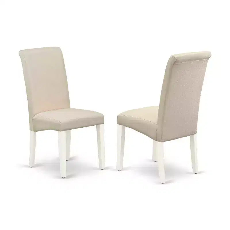 HomeStock 3-Pc Round Linen White Finish Solid Wood Top-Dining Room Set-Seats 4