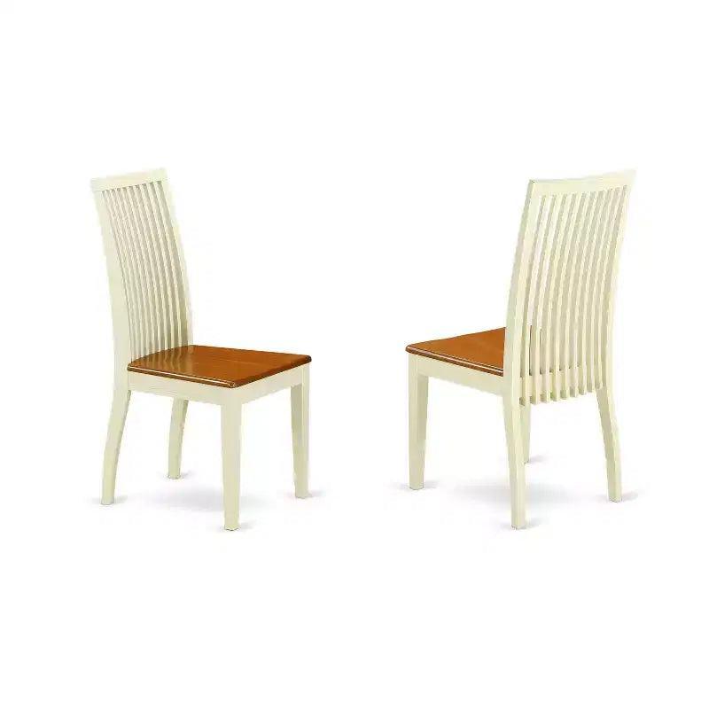 HomeStock 3-Pc Buttermilk and Cherry Solid Wood Top - Dining Room Set - Seats 4