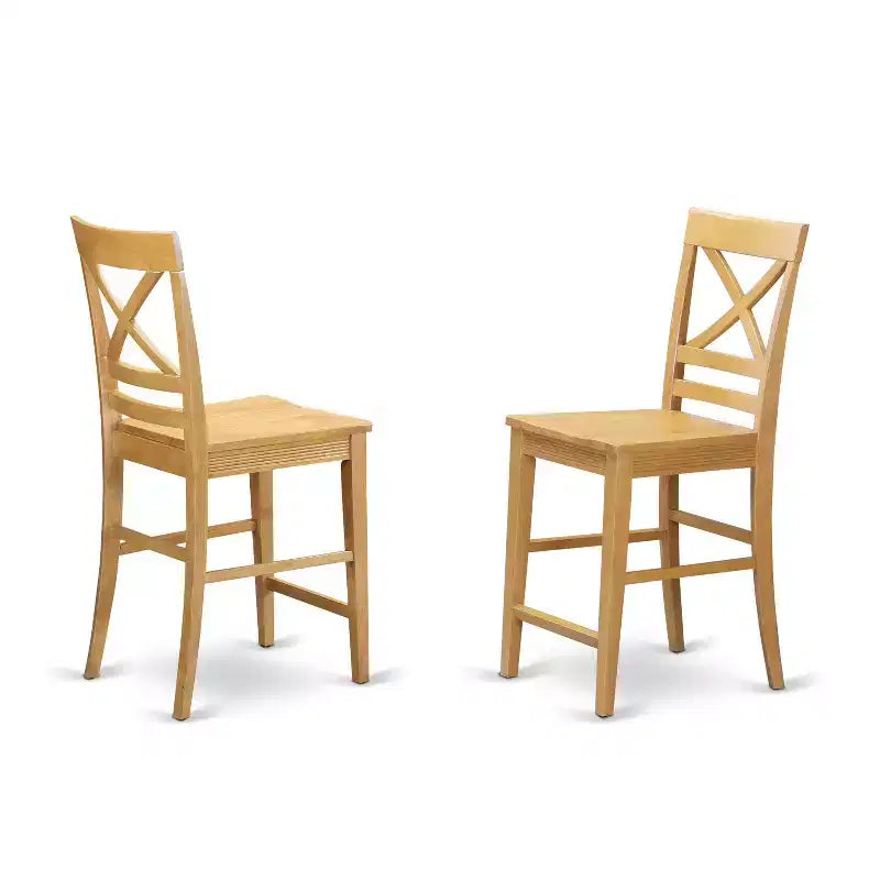 HomeStock 5-Pc Natural Oak Finish Solid Wood Top - Dining Room Set - Seats 4