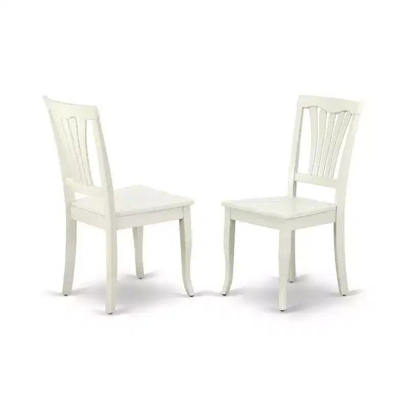 HomeStock 5-Pc Linen White Finish Solid Wood Top Dining table with 4 Chairs with Drop Leaf Slat Back