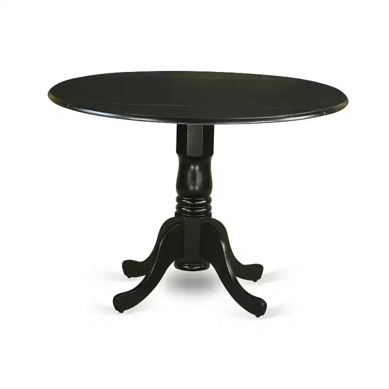 3-Piece Black Finish Solid Wood Top - Round Dining Room Set - Seats 4