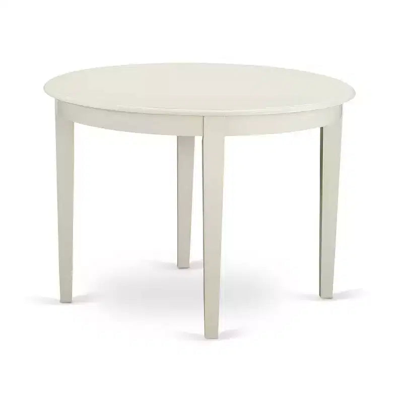 5-Piece Linen white Solid Wood Top - Round Dining Room Set - Seats 4