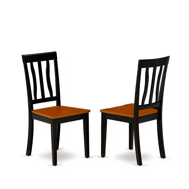 HomeStock 5-Pc Black and Cherry Finish Solid Wood Top - Dining Room Set - Seats 4
