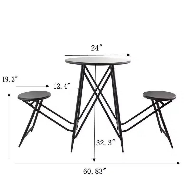 GDFStudio Roski Industrial Iron Folding Dining Set