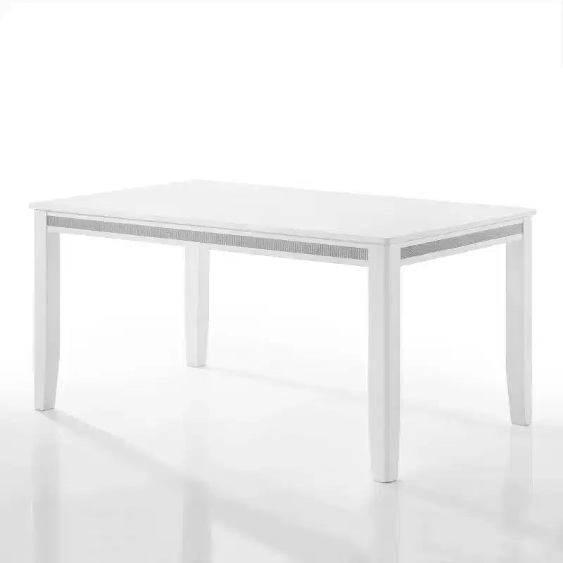 ChaletPosh 7 Pieces Dining Set in White with Light Blue Velvet Cover Dining Chair