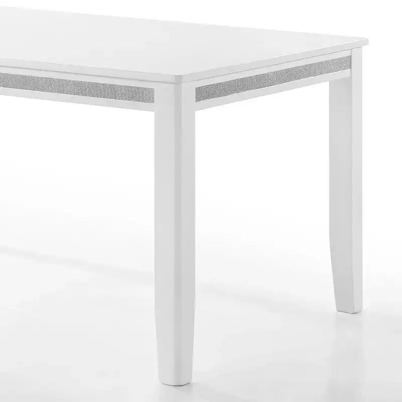 ChaletPosh 7 Pieces Dining Set in White with Light Blue Velvet Cover Dining Chair