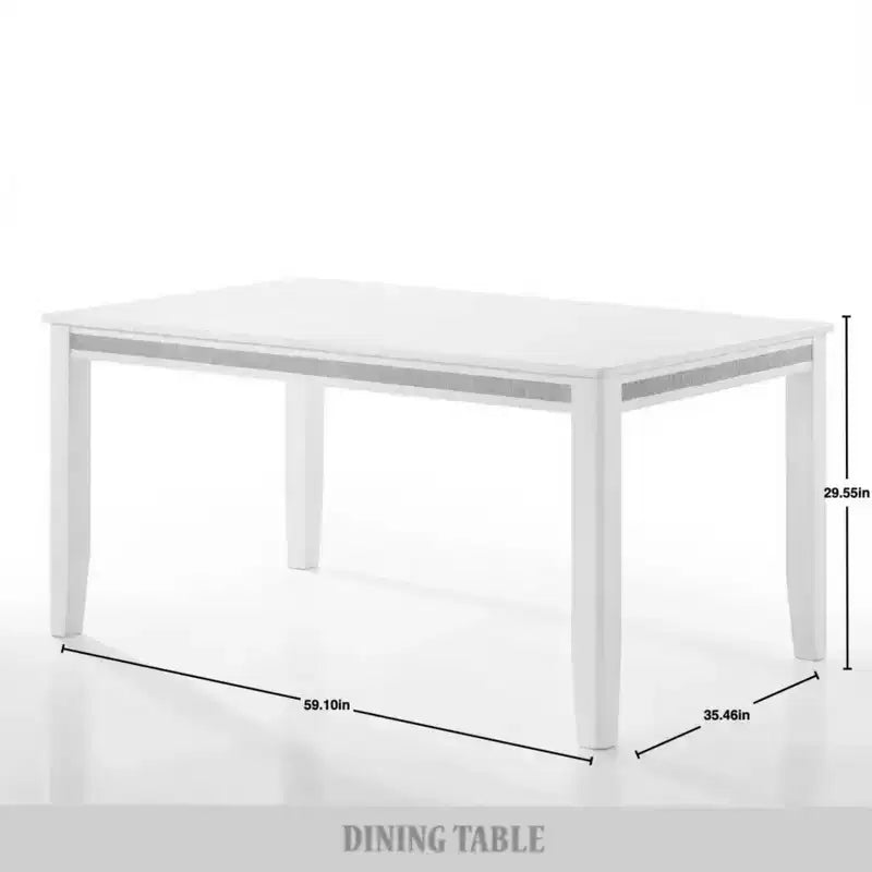 ChaletPosh 7 Pieces Dining Set in White with Light Blue Velvet Cover Dining Chair