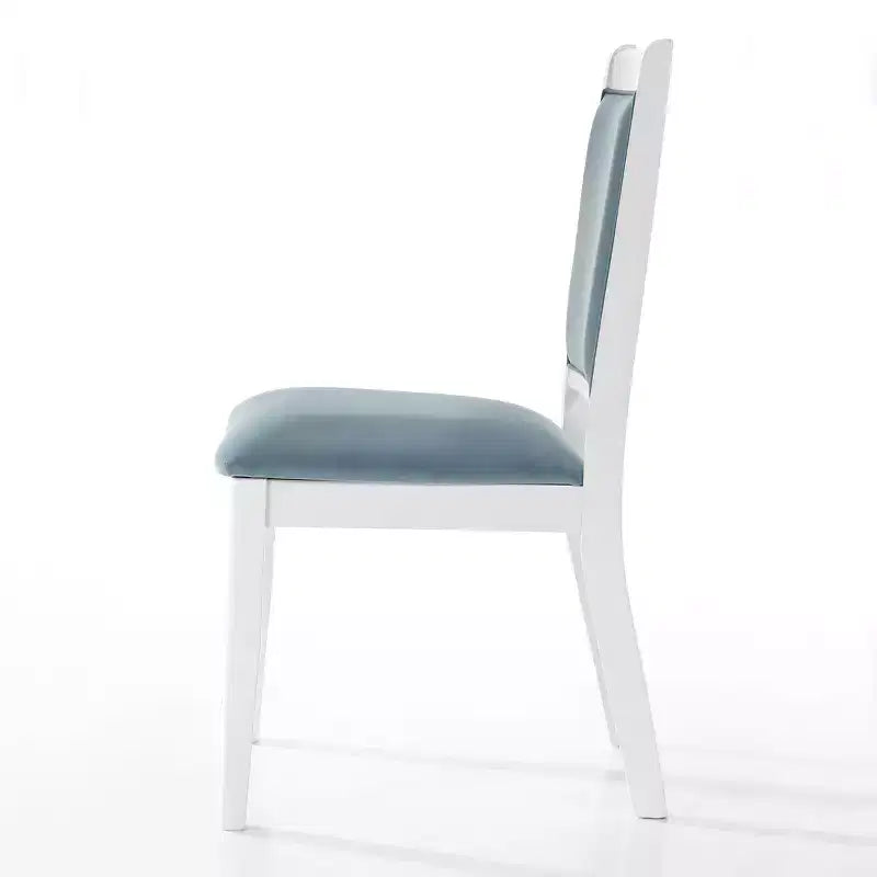 ChaletPosh 7 Pieces Dining Set in White with Light Blue Velvet Cover Dining Chair