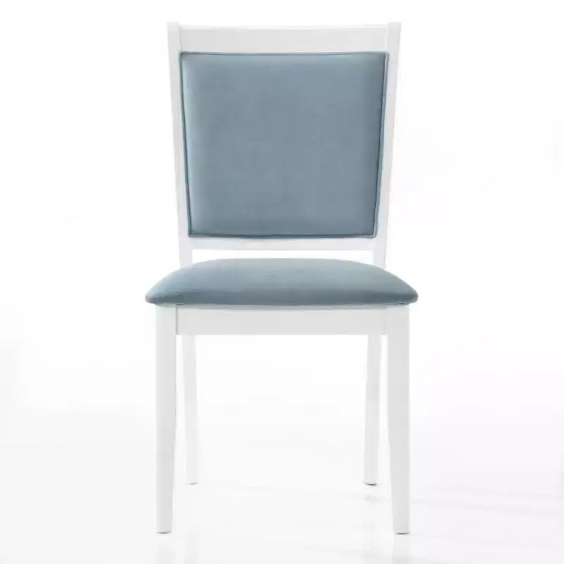 ChaletPosh 7 Pieces Dining Set in White with Light Blue Velvet Cover Dining Chair