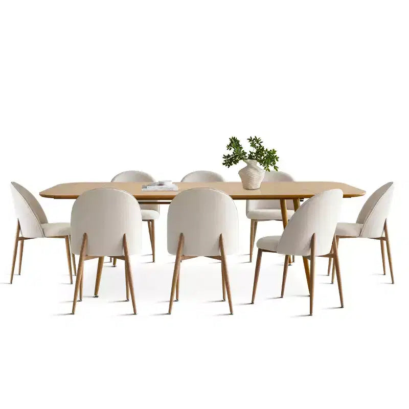 9-Piece Expandable Dining Table Set, 94.5 Wood-Look Extendable Table and 8 Comfy Curved-Back Chairs for Kitchen or Dining Room-Panipeachy
