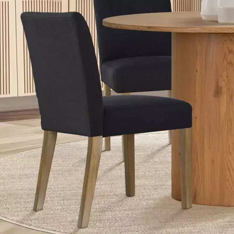 5-Piece Round Dining Table Set & 4 Upholstered Chairs, Modern Wood Pedestal Table Set for Kitchen, Breakfast Nook or Dining Room-Panipeachy