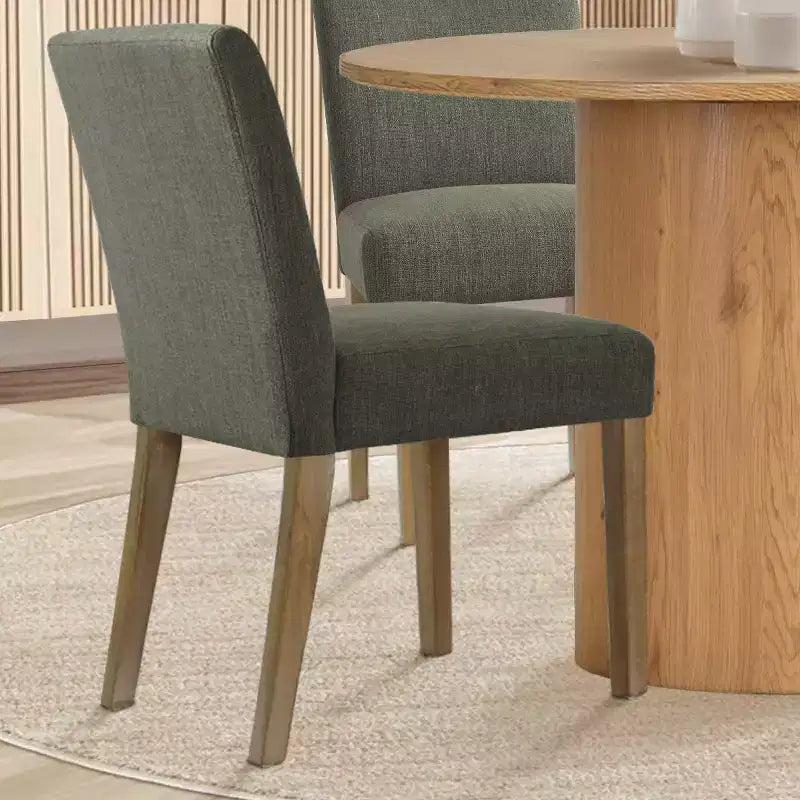 5-Piece Round Dining Table Set & 4 Upholstered Chairs, Modern Wood Pedestal Table Set for Kitchen, Breakfast Nook or Dining Room-Panipeachy