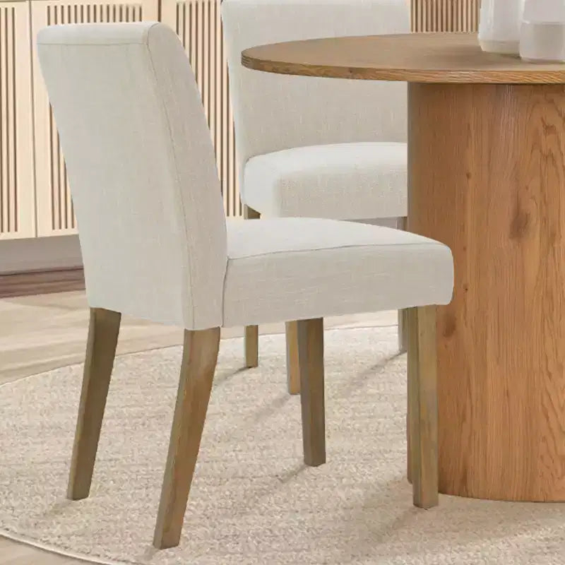 5-Piece Round Dining Table Set & 4 Upholstered Chairs, Modern Wood Pedestal Table Set for Kitchen, Breakfast Nook or Dining Room-Panipeachy
