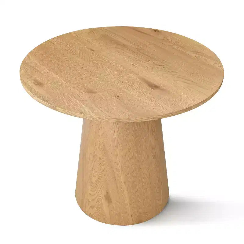 Modern Oak Veneer Bistro Table Set, 35 Round Pedestal Table and 2 Curved Back Dining Chairs for Apartment Dining Spaces-Panipeachy