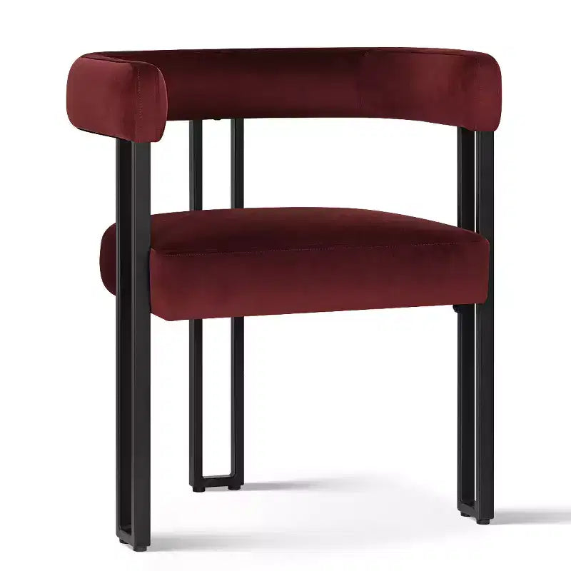 7-Piece Dining Table Set with Velvet Chairs, Modern Oval Black Table & Upholstered Armchairs with Metal Legs for Dining Room-Panipeachy
