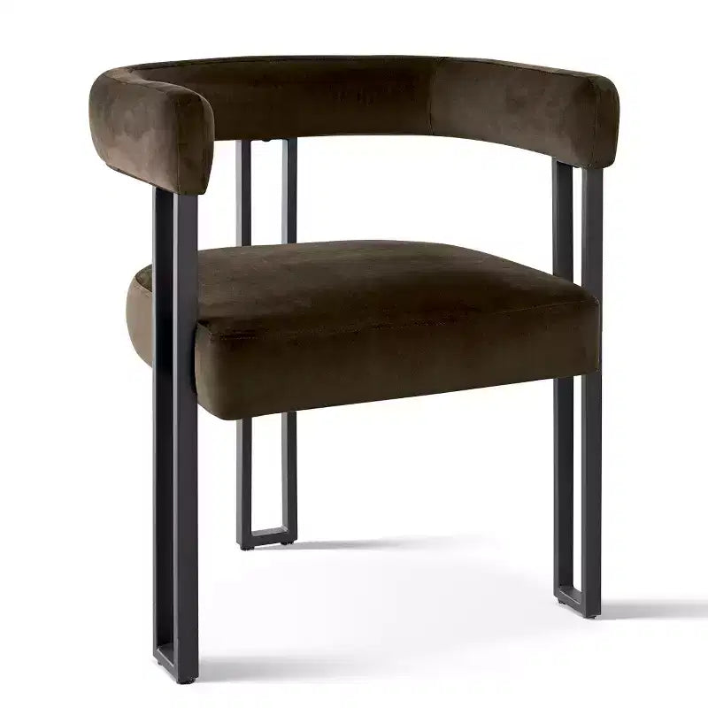 7-Piece Dining Table Set with Velvet Chairs, Modern Oval Black Table & Upholstered Armchairs with Metal Legs for Dining Room-Panipeachy