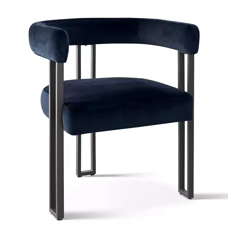 7-Piece Dining Table Set with Velvet Chairs, Modern Oval Black Table & Upholstered Armchairs with Metal Legs for Dining Room-Panipeachy