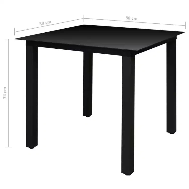 vidaXL Garden Dining Set Black Powder-coated aluminum, textilene, glass