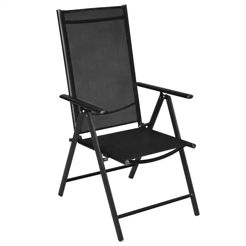 vidaXL Garden Dining Set Black Powder-coated aluminum, textilene, glass