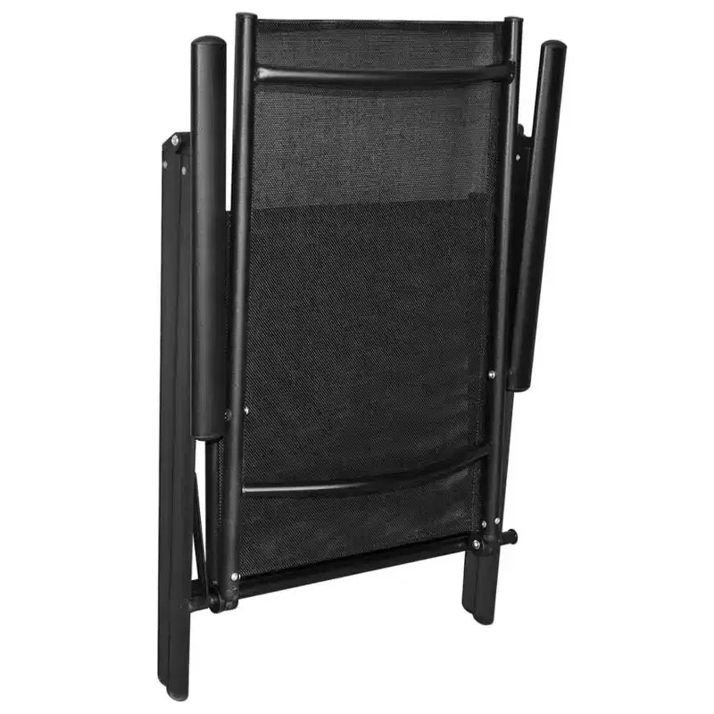vidaXL Garden Dining Set Black Powder-coated aluminum, textilene, glass