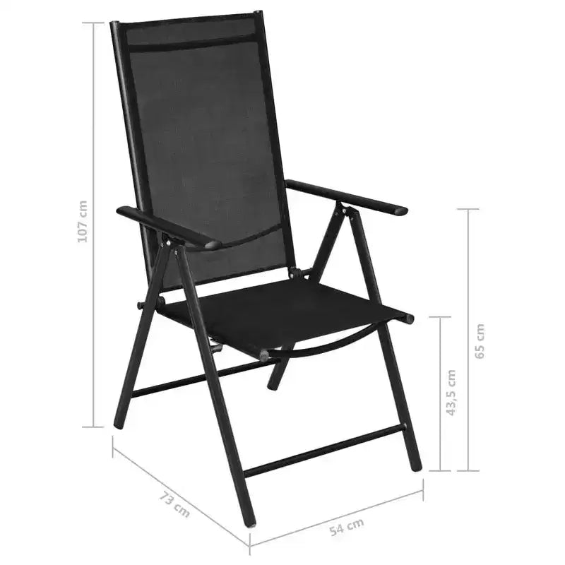 vidaXL Garden Dining Set Black Powder-coated aluminum, textilene, glass