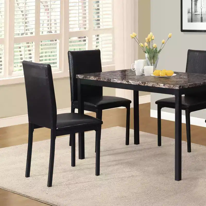 GDFStudio Nolan 5 Piece Metal Frame Dining Set with Faux Marble Tabletop